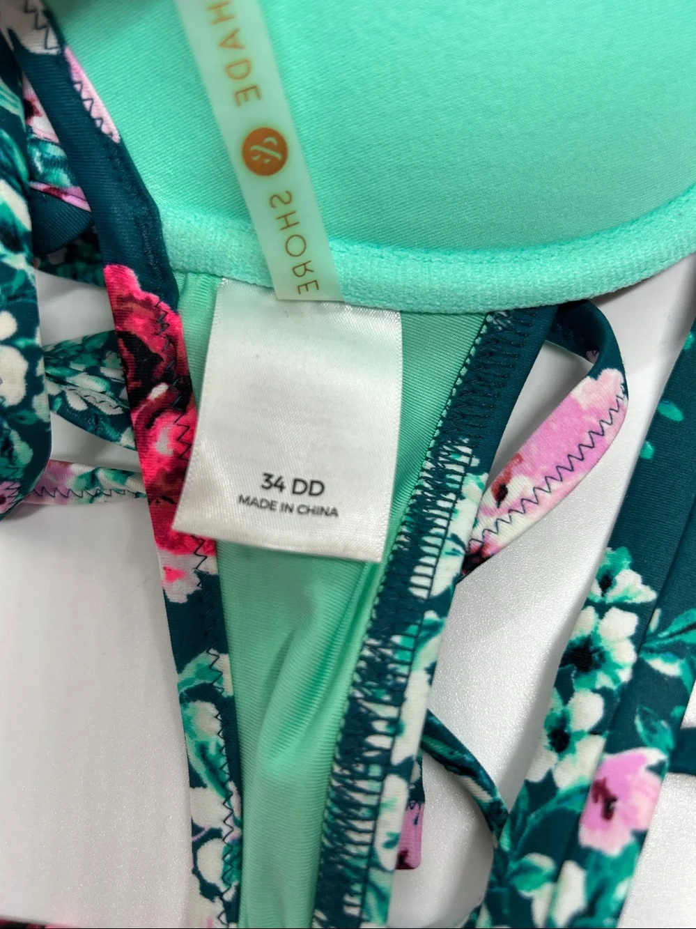 Shade Shore Floral Bikini Top SIZE 34DD